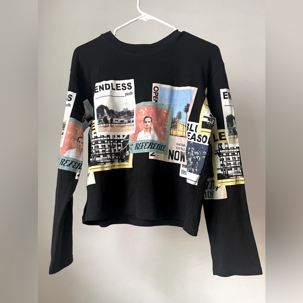 Zara Sweatshirt Black Collage Size M